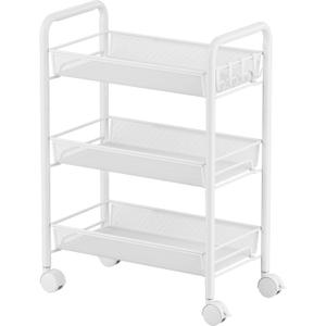 JANE EYRE 3-Tier Rolling Utility Storage Rack Cart on Wheels, Trolley Craft cart, Multi-Purpose Organizer Shelf, White