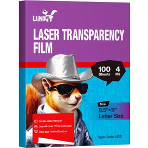 Uinkit Laser Transparency Film 8.5x11 Transparent Paper for Overhead Projector and Laser Jet Printer Copier, 100 Sheets