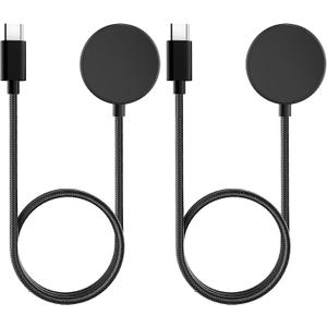 USB C Charger for Samsung Galaxy Watch 7/6/6 Classic/5/5 Pro/4/4 Classic/3/Active 2, (2 Pack) Upgrade Nylon Galaxy Watch Charger Cable