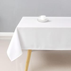 Wewoch White Rectangle Tablecloth Water Resistant Washable Polyester Table Cloth for Dining,Kitchen, Parties Weddings and Outdoor Use 60 Inch by 84 Inch