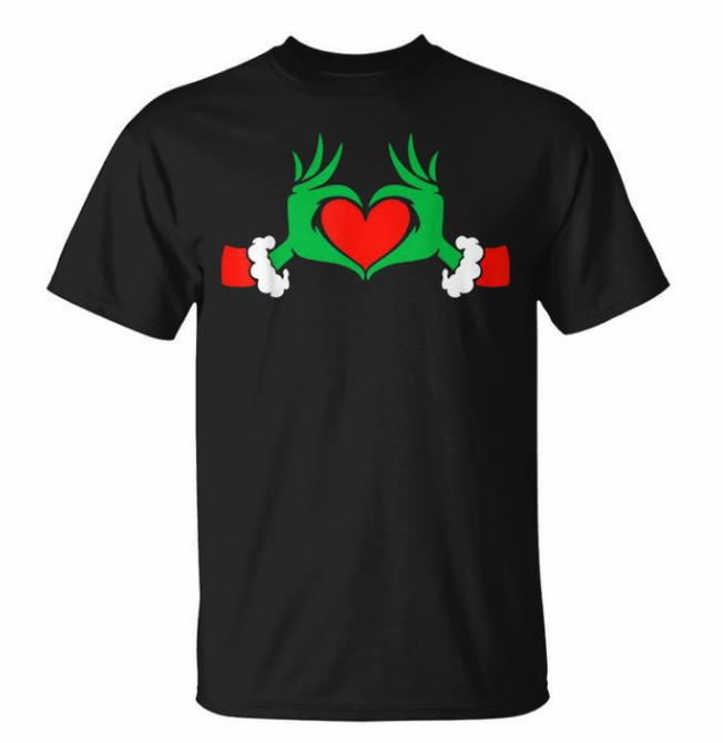 Funny Elf With Cute Heart Hands Style Christmas Costumes TShirt S