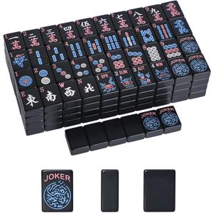 American Mahjong Tiles (1.2,Tiles Only), 166 Mahjong Tile Set with Black Color