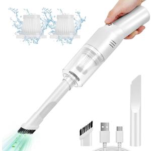 Auloea Wireless Mini Car Vacuum Cleaner(400g) Portable Rechargeable,Handheld Vacuums, Mini but Mighty Dust Busters Cordless Rechargeable,Hand Held Vac for Car/Desk V06/White