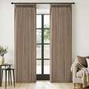 MIULEE Pinch Pleated Thick Linen Curtains 96 Inches Long 2 Panels for Living Room Bedroom, Linen Memory Trained Drapes Back Tab Light Filtering Country Farmhouse Burlap Brown Curtains with Hooks