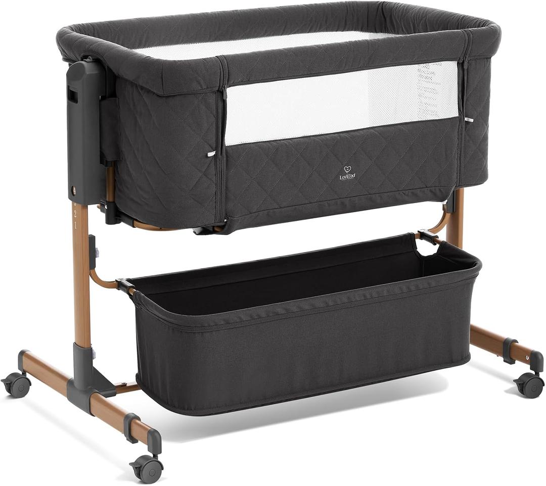 3 in 1 Baby Bassinet, Rocking Bassinet, Bedside Bassinet, 6-Height Adjustable, Bassinet Bedside Sleeper for Baby with Comfy Mattress, Breathable Mesh, Large Storage Basket | Safety bassinet, rocking bassinet, comfy mattress, ample storage