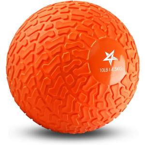 Yes4All Slam Balls, 10-40lb Weighted Ball Weight, Durable PVC Sand Filled Workout Dynamic Slam Ball for Strength Training, Tread, Orange, 10lbs