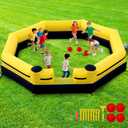Gaga Ball Pit Inflatable 15FT with Built-in Blower, Portable Gaga Pit for Indoor Outdoor School Family Activities Inflatable Gaga Ball Court Sport Games for Kids Adult, Yellow Black