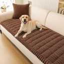 Smiry Couch Cover for Dogs Washable, Non Slip Fuzzy Pet Couch Covers for 3 Cushion Sofa Pet Friendly, Thick Soft Sofa Slipcovers Cushion Protector (Brown, 27.6" x 70.9")