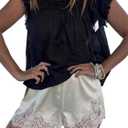 Satin Silk Lace Trim Shorts Boxers Y2k Micro Mini Pajama Shorts Cute Knickers Low Rise Lounge Slip Pj Bottoms, Small