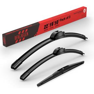 BERG REGEN 22"+19" Windshield Wiper Blades with 10" Rear Automotive Replacement Set for Mazda CX-3 2016 2017 2018 2019 2020 2021 Genuine OEM Quality (Set of 3)