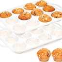 2 Pcs Silicone Muffin Pan for Baking with Metal Frame, Nonstick 12 Cup Regular Size Cupcake Pan, Silicone Muffin Tray for Egg Bites (Cream)