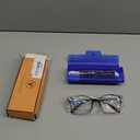 VisionGlobal Blue Light Blocking Glasses for Women/Men, Anti Eyestrain, Computer Reading, TV Glasses, Stylish Square Frame, Anti Glare(Black Purple,+0.75 Magnification)