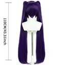 JoneTing Dark Purple Ponytail Wig+ Hair Cap Long Purple Straight Wig with Double Ponytais and Bangs for Women Long Violet Hair for Anime Cosplay Halloween Party Costume Outfit