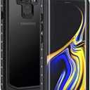 Lanhiem Galaxy Note 9 Phone Case, IP68 Waterproof Dustproof Shockproof Case with Built-in Screen Protector, Full Body Sealed Underwater Protective Clear Cover for Samsung Galaxy Note 9 (Black/Gray)