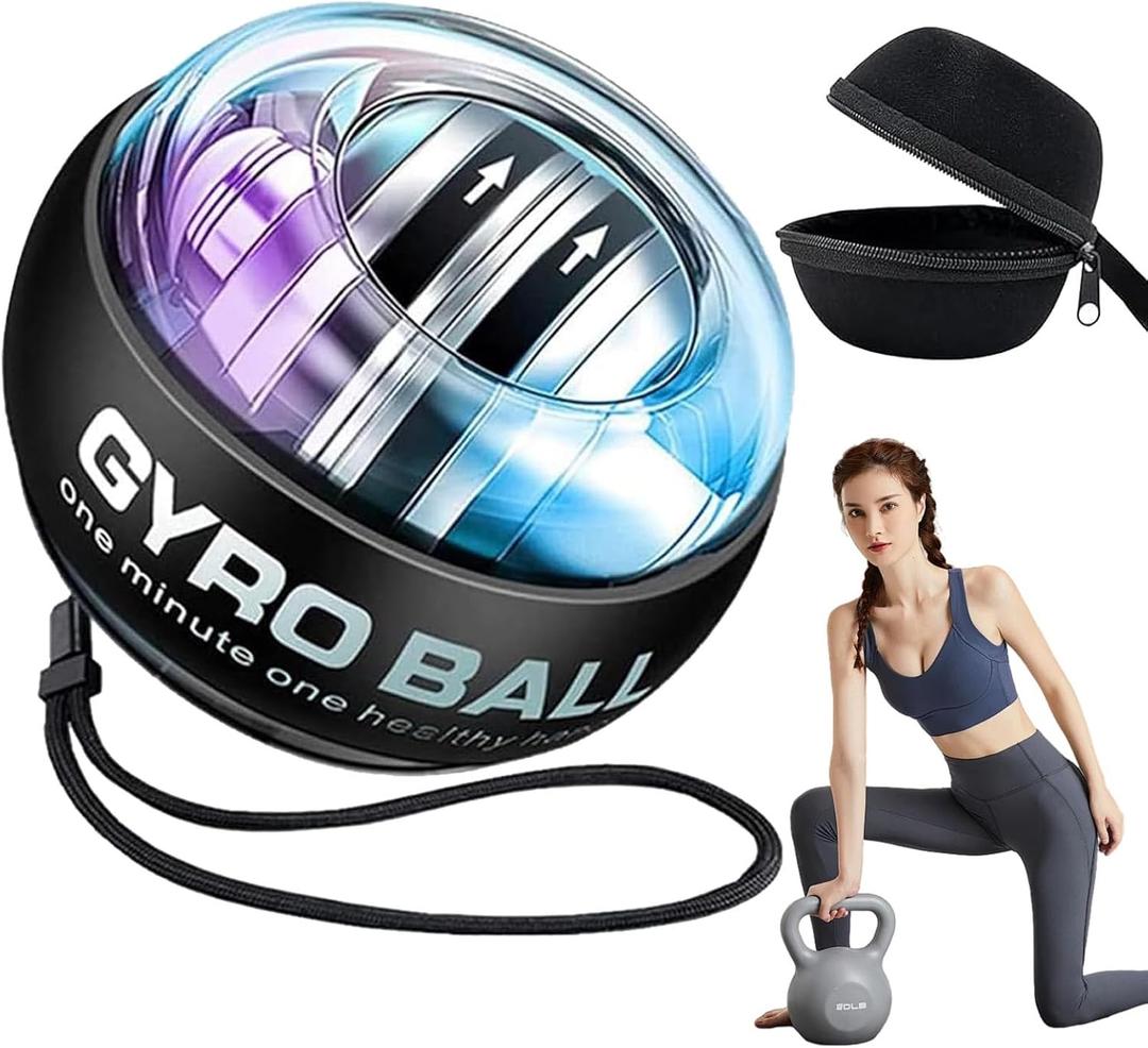 2026 New Curaball Torque Ball, Curaball Hand Exerciser, Gyro Ball with LED Lights and Portable Case, Hand Gripper Strengthener, Grip Strength Trainer for Strengthen Arms,Bones and Muscles (Black)