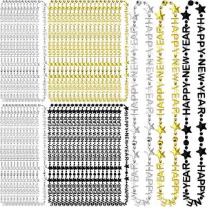Bucherry 72 Pcs Happy New Year Necklaces New Year's Eve Necklaces 2026 Gold Black Silver Plastic Metallic Beaded Accessories for 2026 Holiday Party Costume Decorations(Star)