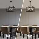 6-Light Black Chandelier Dining Room Light Fixture Geometric Metal Modern Industrial Pendant Lights Kitchen Island, Farmhouse Chandelier Lighting for Entryway Stairway Foyer Hallway