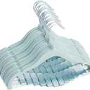 Juvale 24-Pack Light Blue Velvet Hangers - Kid Hangers with Clips - 360 Degree Swivel Hook & Space-Saving Design - 12 x 8 in, Light Blue