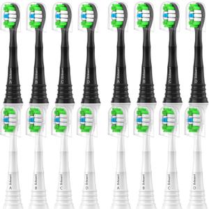 Replacement Toothbrush Heads Compatible with AquaSonic Black Series Electric Toothbrush, 16 Pack Toothbrush Heads Fit for Black Series Pro, Vibe Series, Duo Series Pro, 8White8Black