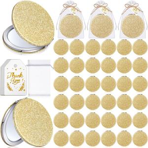 Chunful 30 Sets Compact Magnifying Mirrors Gifts with Thank You Card and Rope Quinceanera Party Favors for Guests Bridal Shower Wedding Souvenir Bridesmaids Mother's Day (Champagne)