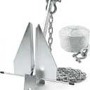 Boat Anchor Kit, 5/8.5 LBS Heavy Duty Boat Anchor with Chain, Rope and Shackles, Galvanized Steel/Stainless Steel Anchor for 8-16/15-24 FT Boats, Pontoons, Dinghy, Fishing and Bass Boats