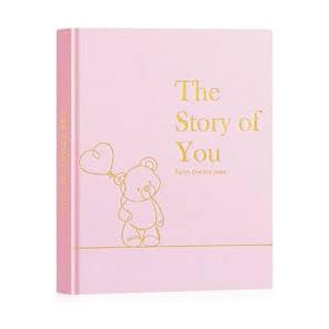 Lanpn Hello Baby First 5 Year Memory Book for Boy Girl - Linen Hardcover Baby Book Keepsake for New Parents - Newborn Baby Journal Scrapbook Photo Album Baby Milestone Book (Pink, 154 Pages)