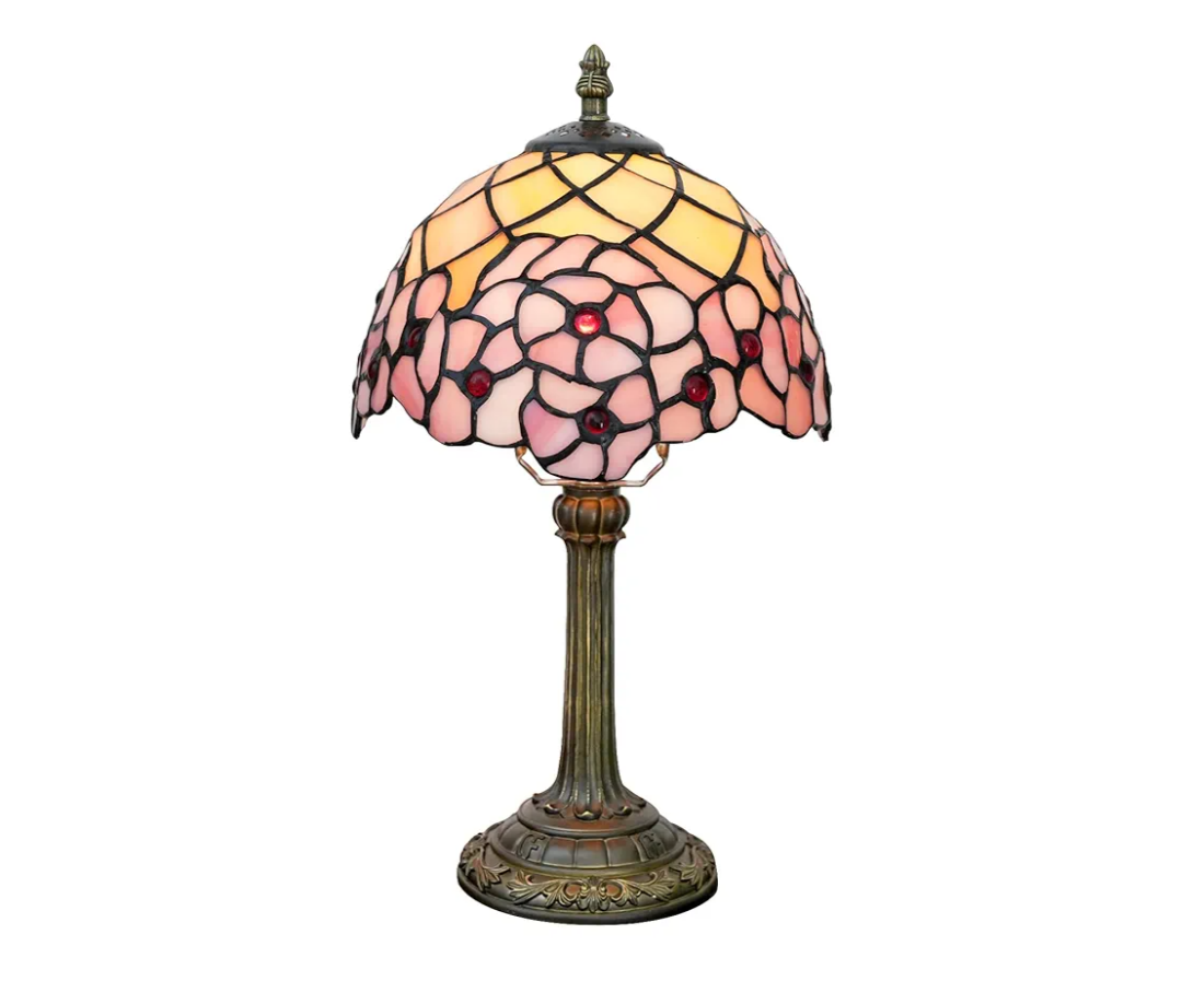 Tiffany Lamp Stained Glass Table Lamp 8X8X14 Inches Desk Reading Light Decor Beside Bedroom Living Room Home (H-1055- Cherry Blossom)