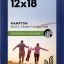 Americanflat 12x18 Poster Frame with Polished Plexiglass - Hampton Collection - Distressed Wood Picture Frames for Wall Display - Navy Blue