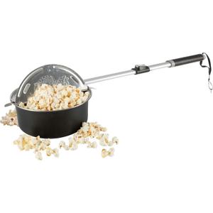 Campfire Popcorn Popper - Old Fashioned Popcorn Maker with Telescoping Handle - Camping Gear by Great Northern Popcorn (Black)