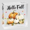 Fall Decorations for Home Fall Decor Home Room Pumpkins Patch Table Acrylic Sign Rustic Shelf Desk Office Decor Season Sign House Warming Gifts 4.9 x 4.9 Inch