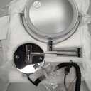 Rocollos 9" Plug-in Wall Mounted Lighted Makeup Mirror 1X/10X Magnification, Super Large Double Sided LED Vanity Mirror for Bathroom, 3 Color Dimmable 360Swivel Extendable Shaving Cosmetic Mirror