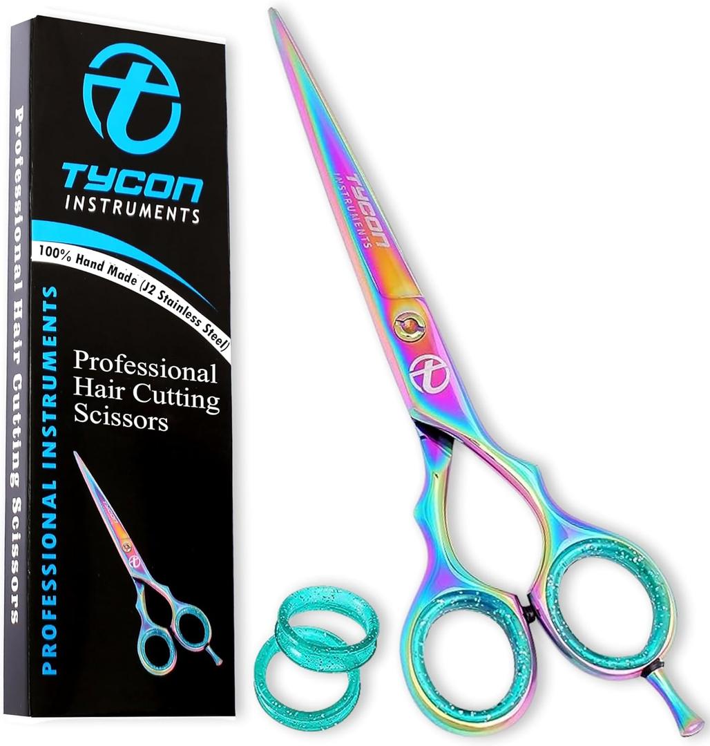 Tycon Hair Cutting Scissors Professional 6"  Japanese Stainless Steel, 2.7" Razor Edge Blade Barber Scissors  Ergonomic design - Precision Hair Scissors for Smooth Cutting - Salon & Personal Use