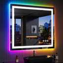 LOAAO 40X38 RGB LED Bathroom Mirror with Lights, Large, Anti-Fog, Dimmable Smart Lighted Bathroom Vanity Mirror, Multiple Light Modes, RGB Backlit + Front Light, Memory Function, Tempered Glass