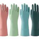 Bamllum 4 Pairs Dishwashing Gloves – Reusable Rubber Cleaning Gloves for Kitchen, Bathroom & Household, Durable & Flexible, Colorful Non-Slip Design (Large)