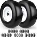 13x5.00-6 Flat Free Lawn Mower Tire,Riding Lawnmower Tire with 3/4" & 5/8" Precision Bearings,3.25"-5.25" Centered Hub,Solid Smooth Zero Turn Mower Front Tire for Residential and Commercial,White