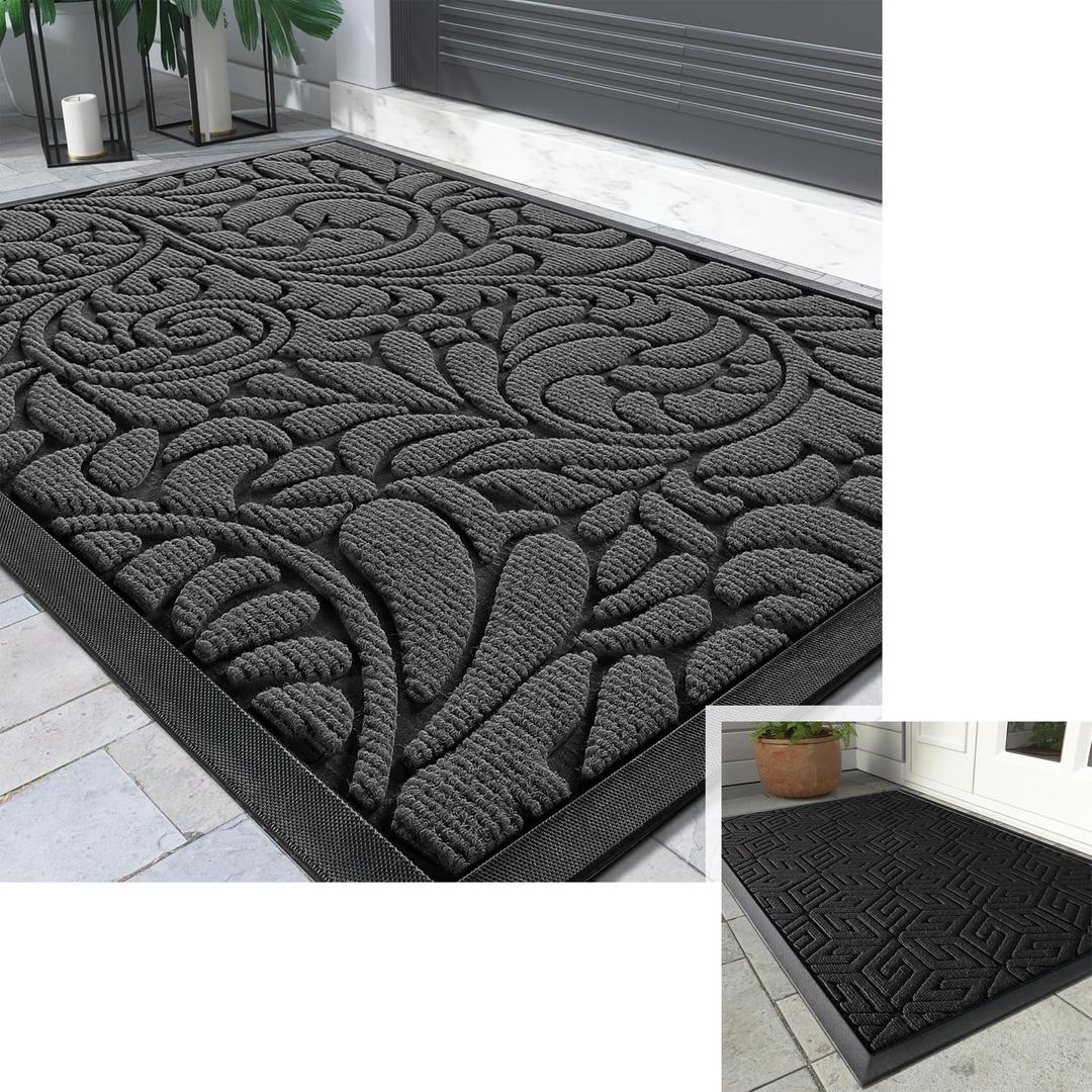 Yimobra Sturdy Door Mat, Heavy Duty Front Welcome Mats for Home Entrance Outdoor Indoor, Doormat for Outside Back Patio Floor Entry Porch Garage Office, Weather Resistant Easy Clean