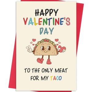 4 x Funny Valentines Day Card Gifts for Him Boyfriend, Naughty Valentine's Day Gifts for Men, Unique Valentines Day Cards for Husband, Taco Vday Cards