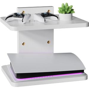 WALI Floating TV Shelf, 2 Tier Projector Shelf for DVD Players, Routers, Game Consoles, Cable Boxes, Living Room Decor Accessories, Wall Mount Shelves Holds Up to 22lbs (CS202NW), 2-Shelf, White