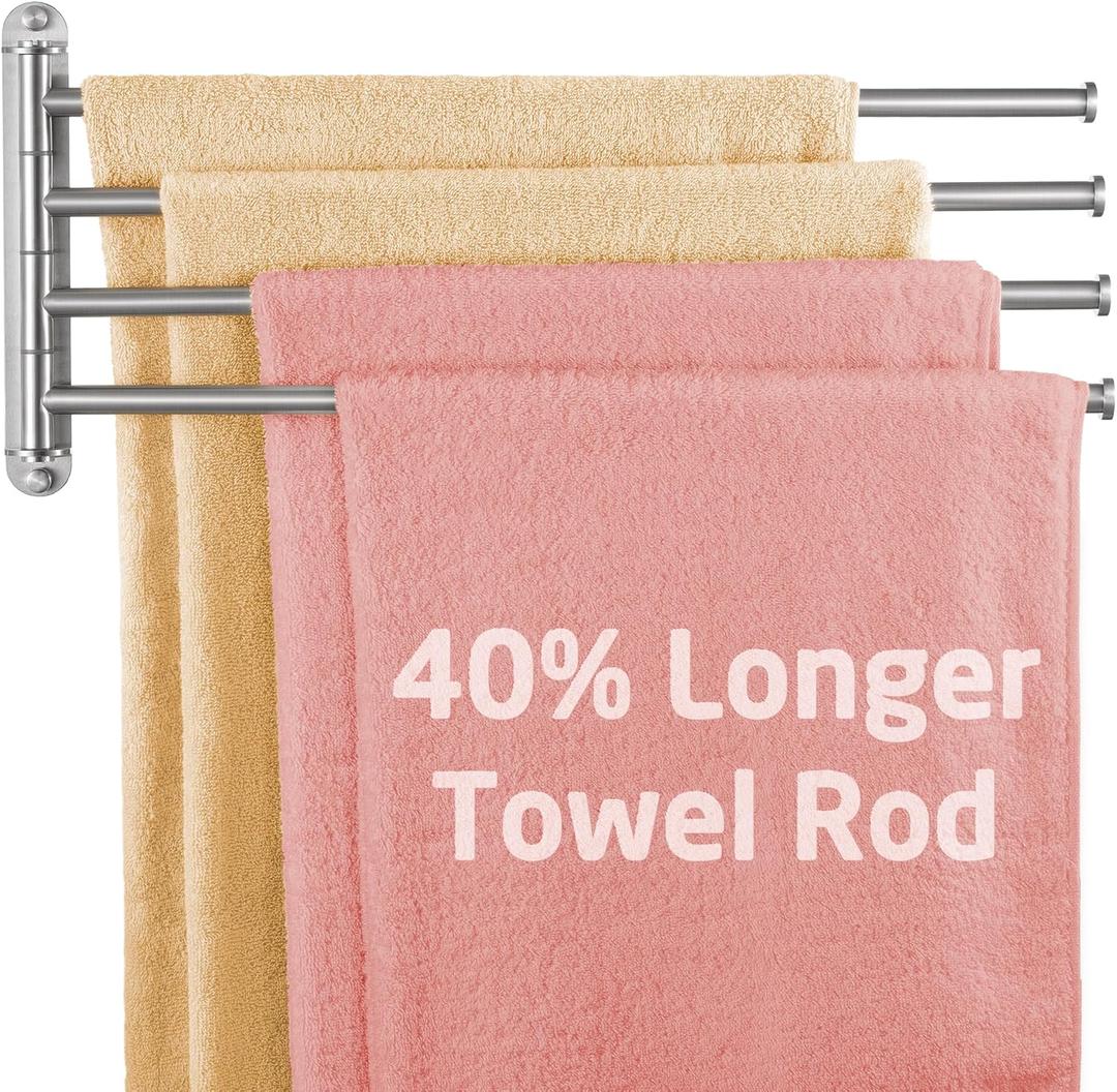 KES Extra Long Swivel Towel Bar 19.5" 4-Arm, Swing Out Towel Rack for Bathroom Wall, Hand Towel Holder for Multiple Towels, SUS304 Stainless Steel Brushed Finish, A2103S4L50-2