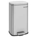 SONGMICS Trash Can with Lid, 8 Gallon Garbage Can, Stainless Steel Small Waste Bin with Step Pedal and Inner Bucket, Soft Close, Kitchen, Silver ULTB03NL