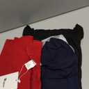 Riyiper 3 Pack Women's 3/4 Length Sleeve Tops Lettuce Trim Ribbed Boat Neck Shirts Half Slim Casual Basic Fitted Tees (X-Large, Black, Navy Blue, Wine Red)