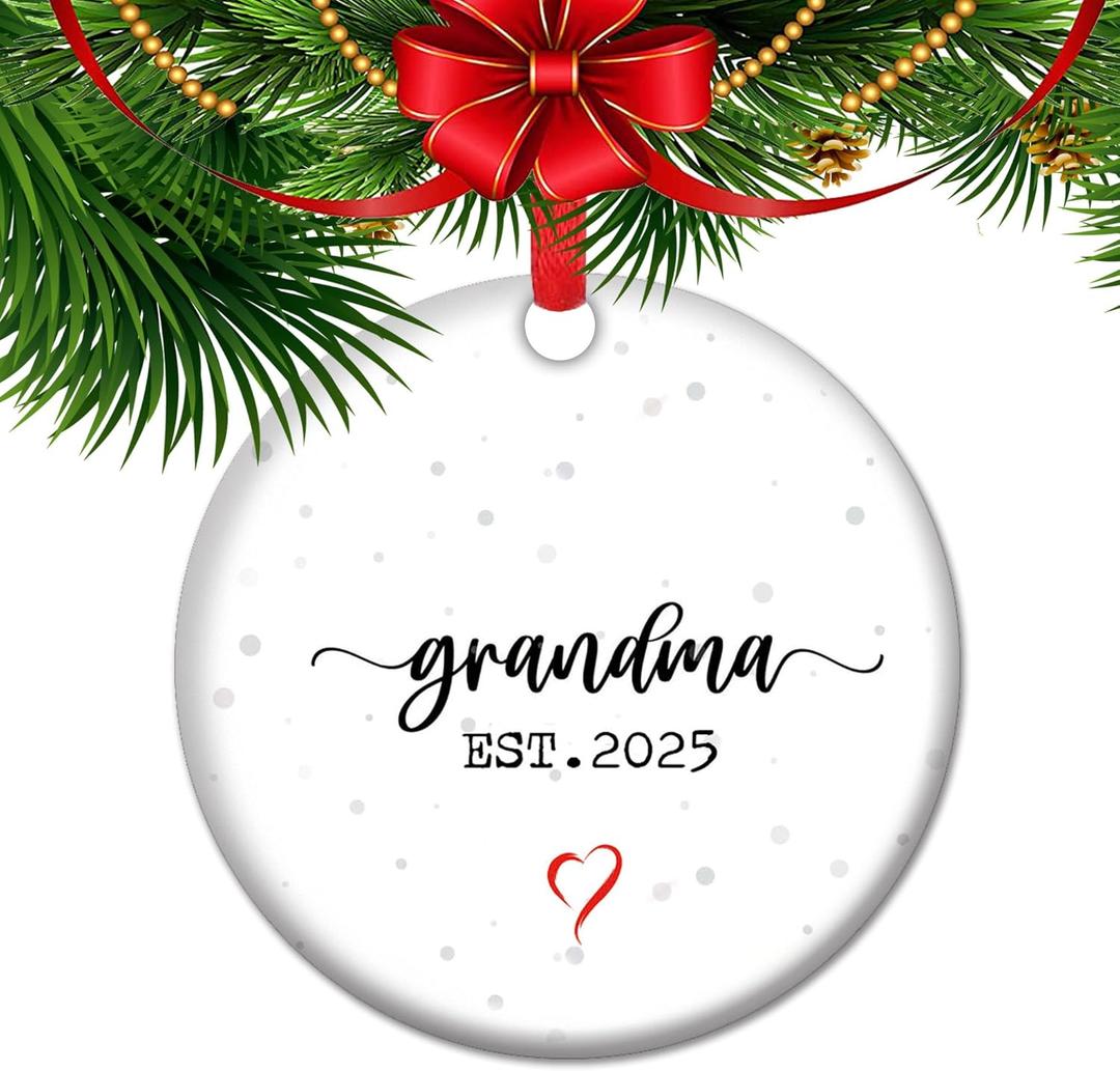 Promoted to Grandma 2025 Ornament - Pregnancy Announcement Gift for New Grandmothers | Baby Coming Keepsake | Future Grandma Ceramic Holiday Dcor (V15)