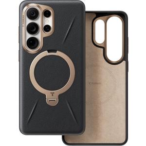 TORRAS Ostand Q3 VegSkin for Samsung Galaxy S26 Ultra Case Leather, 360 Magnetic Stand, Fit for MagSafe, Premium Vegan Leather Case for S26 Ultra Case, Microfiber Lining, Obsidian Black