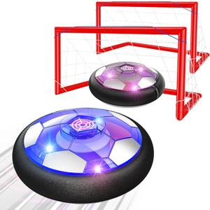 Ancesfun Kids Toys Hover Soccer Ball (Set of 2) with LED Lights and Foam Bumper for Age 3 4 5 6 7 8-16 Year Old Boys Girls, Rechargeable Air Powered Hover Balls with 2 Goals for Indoor Outdoor Game