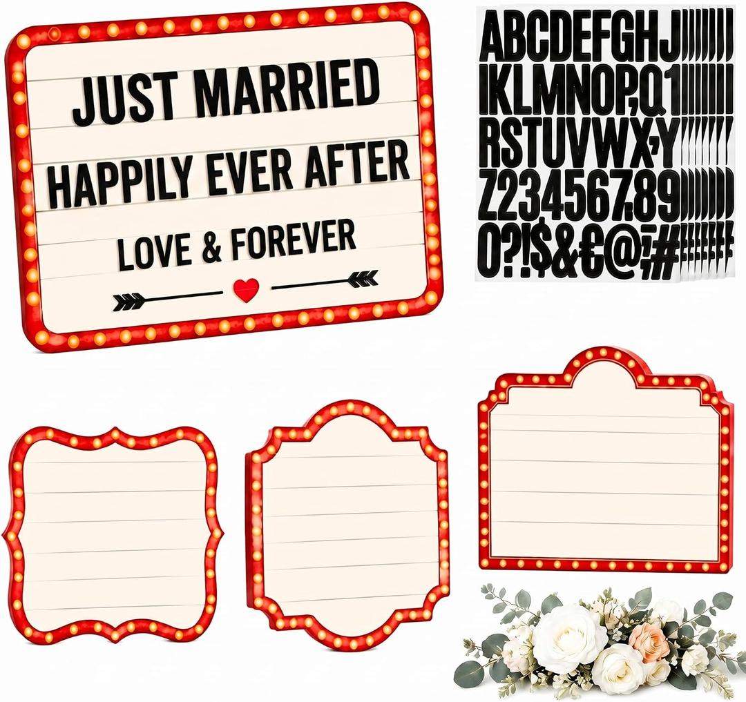 Leinuosen 4 Pack Wooden Wedding Bottle Service Sign 15.75 x 11.81 inch Nightclub Bottle Sign with 8 Personalized Letter Stickers Wedding Entrance Props for Bridal Engagement Anniversary Party Bars