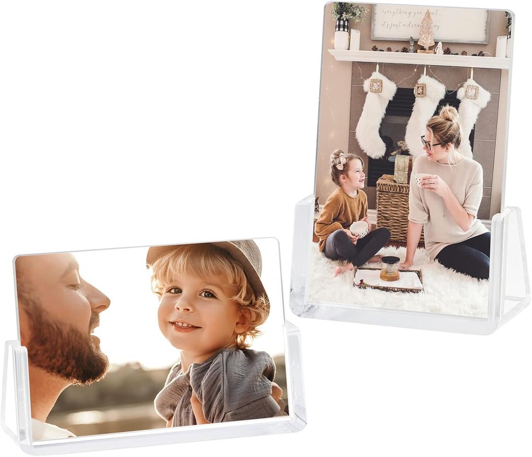 Boxalls 2 Pack Picture Frames 4x6 with Clear Base Stand, Acrylic Photo Frame Frameless for Desk Display Decoration(Horizontal + Vertical) Boxalls 2 Pack Picture Frames 4x6 with Clear Base Stand, Acrylic Photo Frame Frameless for Desk Display Decoration(Horizontal + Vertical)