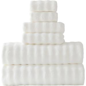 Large Bath Towels Set 30x60 Inches Super Soft Absorbent Microfiber Shower Towels for Bathroom Quickly Drying (White,PK 6)