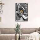 Framed Abstract Flower Wall Art, 24x36 Inch Black White Gold Floral Canvas Print, Modern Luxury Peony Painting, Neutral Home Decor for Living Room Bedroom Office