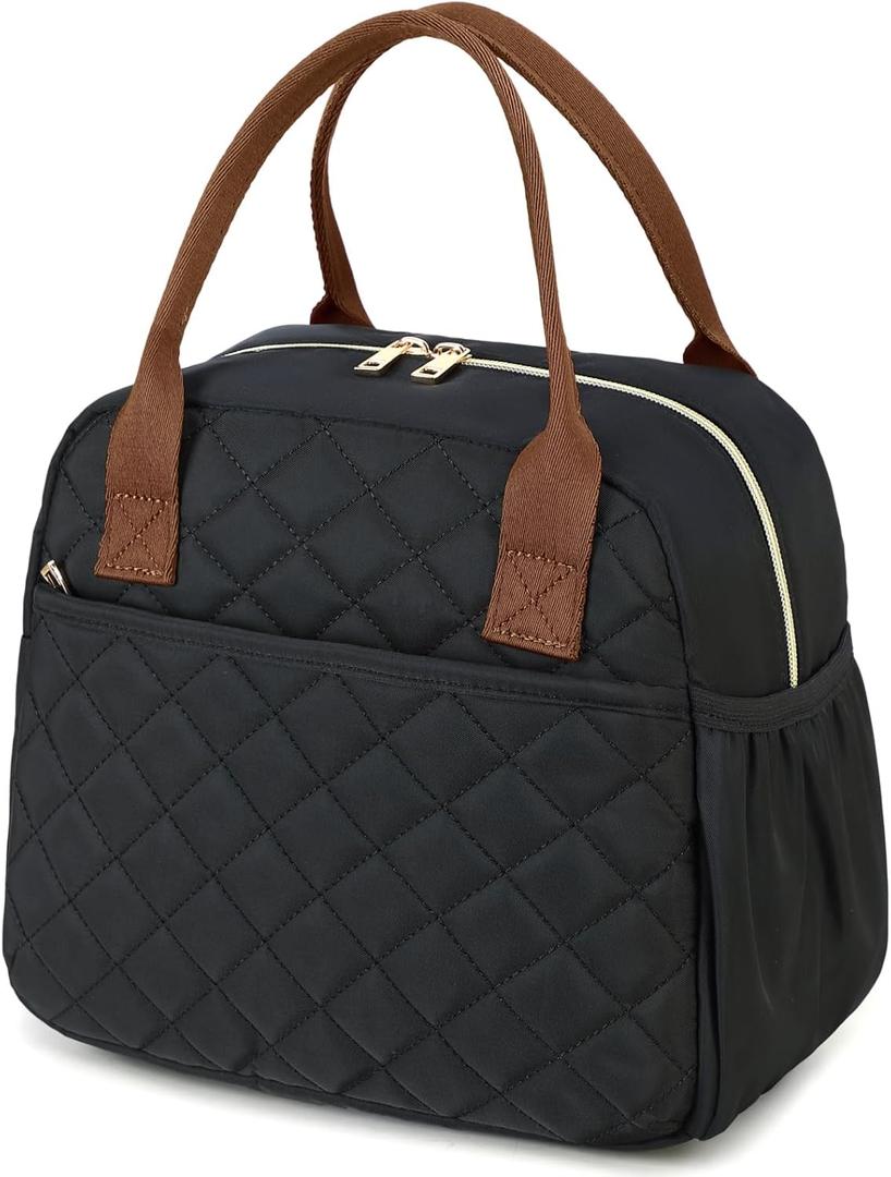 CAMTOP Lunch Box for Women Men Insulated Lunch Bag Lunch Tote Bag Leakproof Thermal Cooler Large Capacity for Travel Work School Picnic (Black-Brown)