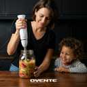 OVENTE Immersion Hand Blender, 300W Electric Handheld Stick Mixer with 2 Mixing Speeds and Stainless Steel Blades for Smoothies, Purees & Baby Food, White HS560W